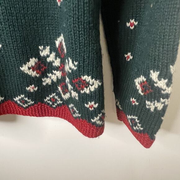 VTG Ralph Lauren Handknit Reindeer Wool Sweater Cardigan Faux Fur Holiday Sz S/M - Picture 14 of 16